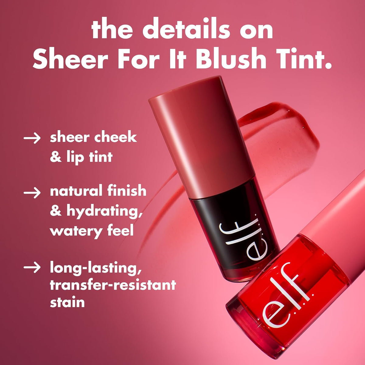 e.l.f. Sheer For It Blush Tint, Multi-Use, Long-Lasting Lip & Cheek Makeup, Creates A Natural Flush Finish, Vegan & Cruelty-Free, Plums Up