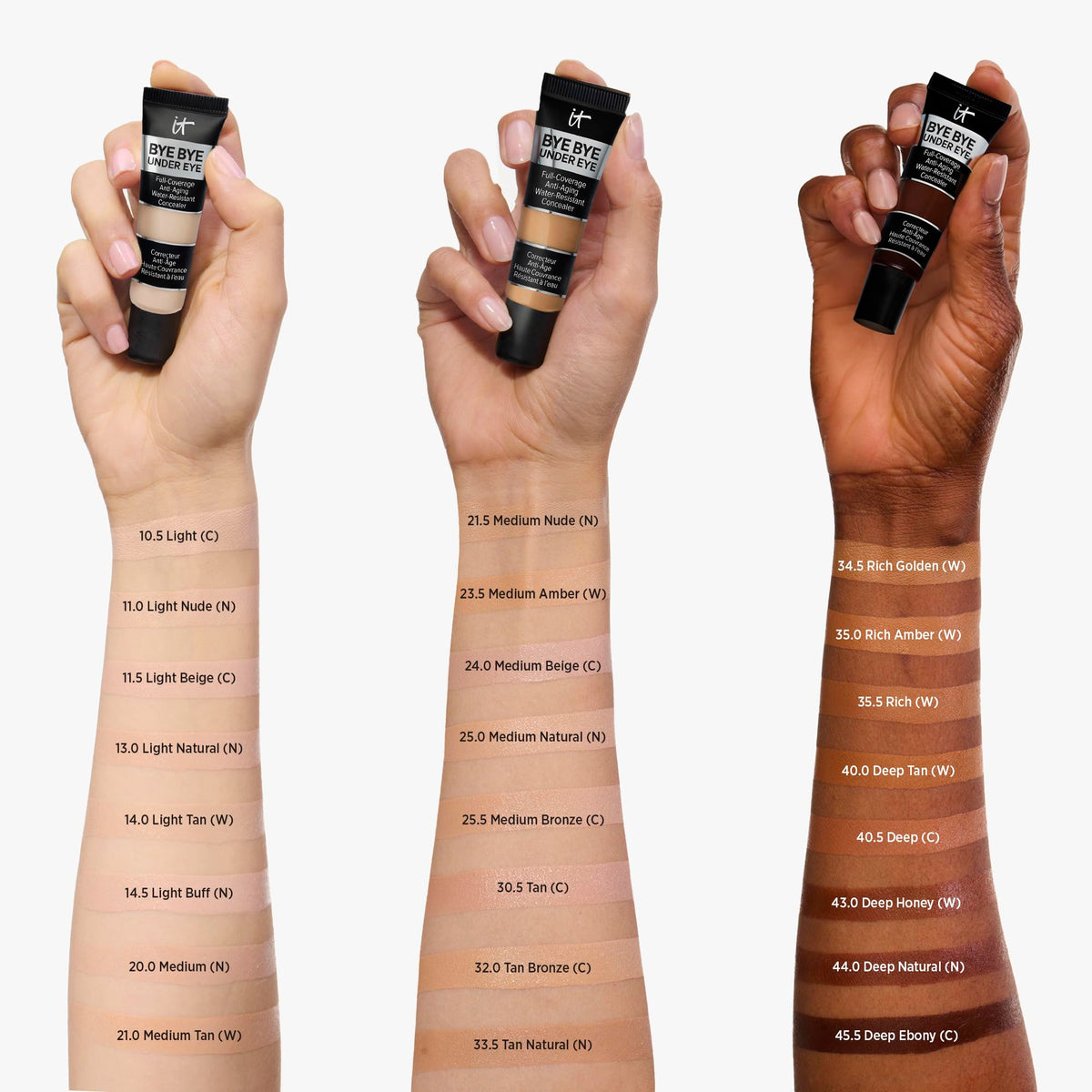IT Cosmetics Bye Bye Under Eye Concealer - Water-Resistant, 24H Full Coverage Brightening Concealer For Dark Circles, Fine Lines, Redness & Discoloration, Anti-Aging Color Correcting Cream - 0.4 fl oz